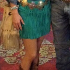 Zara Turquoise Fringe Skirt